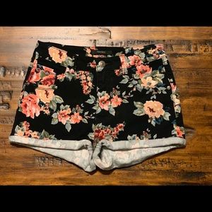 F21 Flower Print High Waisted Shorts